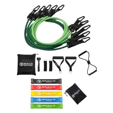 Imagem de Kit Tubing Premium 12 peças e 5 Mini Bands Elastico Bravus Sport