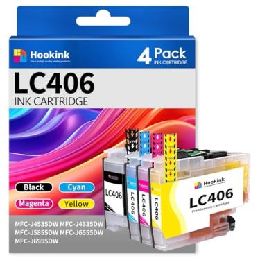 Imagem de Cartuchos de tinta LC406 de alto rendimento compatíveis com Brother LC406 LC-406 LC406XL Funciona com impressora Brother MFC-J4335DW MFC-J4345DW MFC-J4535DW MFC-J6555DW (pacote com 4, preto, ciano,