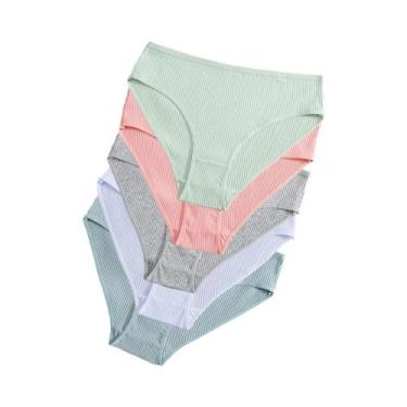 Imagem de Calcinhas De Algodão Listradas De Cintura Baixa Para Mulheres 5PCS Lin
