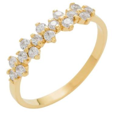 Imagem de Meia Aliança de Ouro 18k Navete com 16 brilhantes de 2mm - Meu Anel, 1