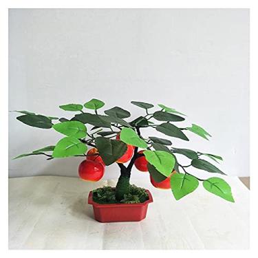 Imagem de Plantas artificiais em vasos, laranjeira artificial, frutas artificiais, em vaso, planta de árvore frutífera falsa, bonsai com vaso de plástico para decoração de jardim, 35 cm de altura. Plantas