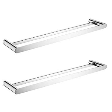 Imagem de 3FLQOOPP Toalheiro de banheiro de aço inoxidável, barra de toalha de vaso sanitário, suporte de toalha de banheiro, prateleira de parede para vaso sanitário, suporte de toalha de haste dupla