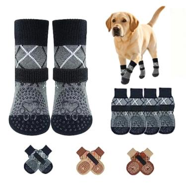 Imagem de Meias antiderrapantes para cães para evitar lamber patas, sapatos para cães de dois lados para pavimento quente/frio, melhor protetor de pata para controle de tração em piso de madeira, botas para