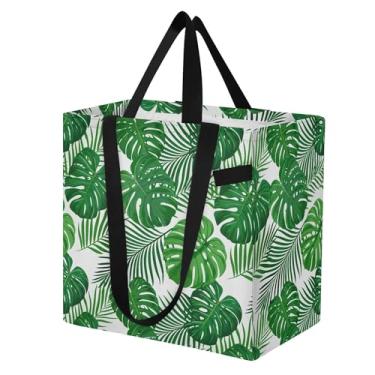 Imagem de SEHANY Sacola reutilizável de folhas de palmeira com alças reforçadas, bolsa de compras de lona dobrável à prova d'água de grande capacidade para viagem, cozinha, praia