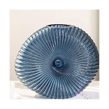 Imagem de Vaso de vidro oval azul criativo moderno vaso hidropônico arranjador de flores rosqueado decoração de mesa decoração de sala de estar peças centrais nórdicas para decoração de casa (grande)