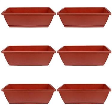 Imagem de KHUTRW3D Vaso de planta, 6 peças, marrom, quadrado, plástico, suculentas, bonsai, acessórios de jardinagem, vasos de flores, varanda, jardim, cultivo de plantas verdes, ambientes internos e externos