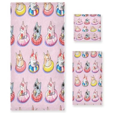 Imagem de xigua Conjunto de toalhas de banheiro para gatos absorvente macio toalha de banho de 3 peças toalha de mão toalhas decorativas para banheiro, academia, hotel, praia, piscina
