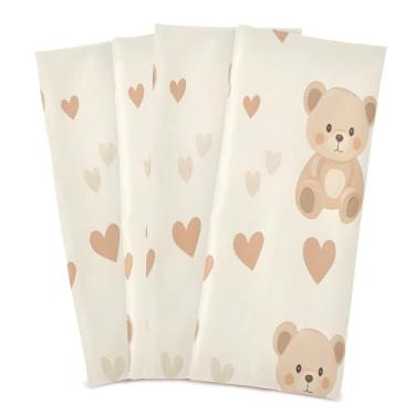 Imagem de Wassud Toalhas de cozinha adoráveis ursos panos de prato de cozinha pacote com 4 panos de prato macios com laço para pendurar toalha de mão de secagem rápida super absorvente toalhas de chá de mesa