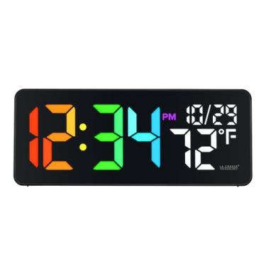 Imagem de La Crosse Technology Relógio de parede digital LED 513-1411 que muda de cor com temperatura interna