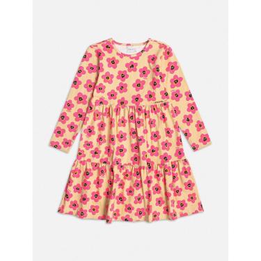 Imagem de Vestido Infantil Menina Manga Longa Flores Rosa Momi-Feminino