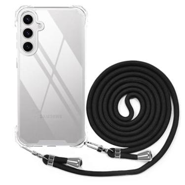 Imagem de BEIMEITU Capa de alça para Samsung Galaxy S25 FE corda transversal, capa feminina antichoque com alça ajustável no pescoço, capa de telefone transparente com cordão de policarbonato transparente para