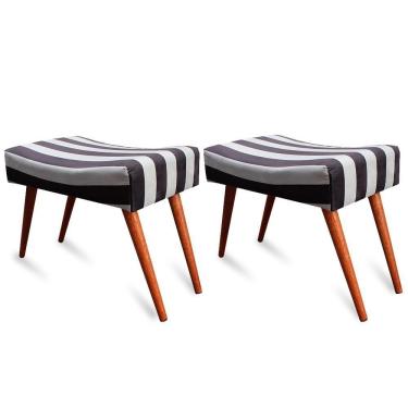 Imagem de Kit 2 Puff Cama Inbox Hamburgo Retangular Com Pés Em Madeira Maciça Tecido Suede