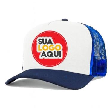 Imagem de Kit 5 Bonés Personalizados DTF Trucker Redinha Tela Aba Curva Cor:Azul