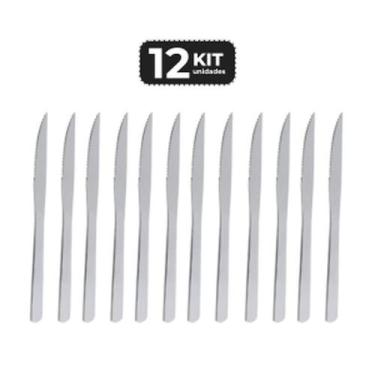 Imagem de Kit 12 faca de churrasco inox acabamento brilho - Chef Line