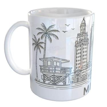 Imagem de Caneca Porcelana Miami - Pense Canecas, Branco