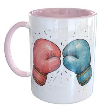 Imagem de Caneca Porcelana Boxe Luvas Boxeadores - Pense Canecas, Rosa Claro