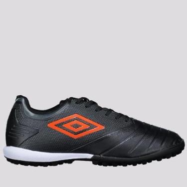Imagem de Chuteira Umbro Tocco Club Society Preta e Vermelha-Masculino