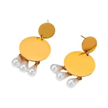 Imagem de Brincos Pendentes Geométricos Irregulares Em Aço Inoxidável 316L Para 