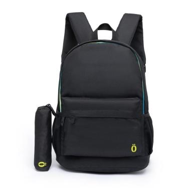 Imagem de Mochila Ozil Casual Escolar Notebook Cor Preto Estojo Lisa 15L-Masculino
