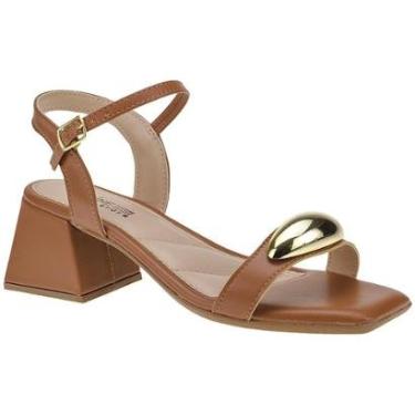 Imagem de Sandália Feminina Salto Grosso Baixo Médio Lançamento Enfeite Lesma Confortável Casual-Feminino