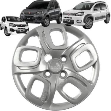 Imagem de 1 Calota Modelo Uno Way 2015 Aro 14 Polegadas Parafuso Cubo Baixo Grid