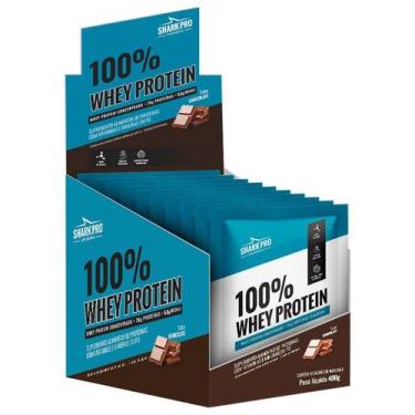Imagem de 100% Whey Protein - 10 Sachês 40g Chocolate - Shark Pro - Shark Pro Su