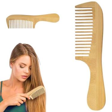 Imagem de Pente De Madeira Anti Estático Bambu Cabelo Profissional - Mofashi