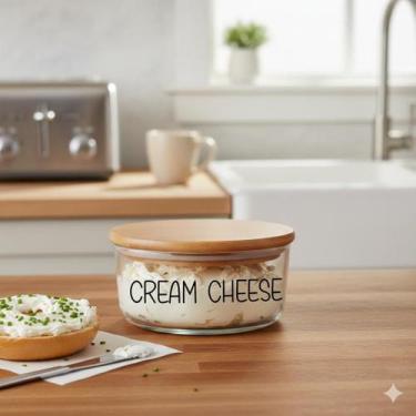 Imagem de Pote Hermético Redondo Vidro (630 ml) Cream Cheese - Casa Vitá, Cream 