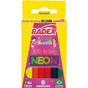 Imagem de Giz de Cera Neon Com 6 Cores - Radex - Giz de Cor