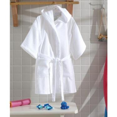 Imagem de Roupão Dohler Infantil com Bolso e Capuz - 100% Algodão - P, Branco