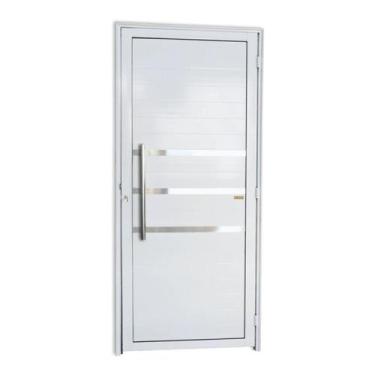 Imagem de Porta de Alumínio Lambri 210x80cm com Friso e Puxador Super Brimak Abe