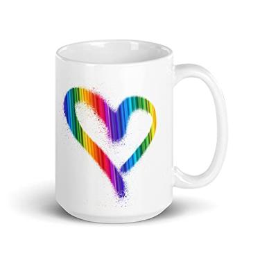 Imagem de LGBT Rainbow Spray Paint gay Pride Transgênero Coração Love Caneca