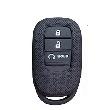 Imagem de SELIYA Capa de silicone para chave de carro 5/6 botões, adequada para Honda CIVIC Accord Vezel Pilot Freed CRV, preta (3 BT)