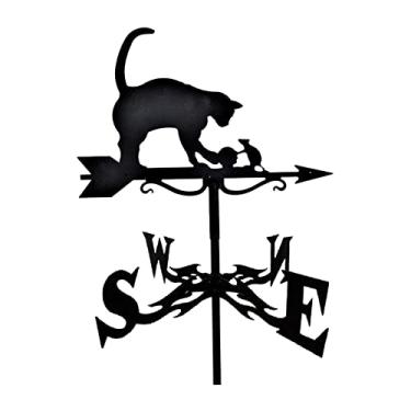 Imagem de Ao Ar Livre Decoração de Jardim para de Quintal em aço Inoxidável Palhetas de Direção Decoração Retrô Durável, Gato e rato