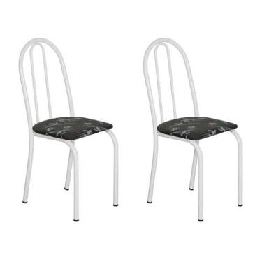 Imagem de Conjunto 2 Cadeiras Éos Branco E Preto Flor - Artefamol