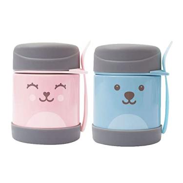 Imagem de Kit 2 Potes Térmico Alimentação Refeição Infantil Bebe 320 ml Para Comida Do Bebe Quente Ou Frio Inox Buba (Verde)