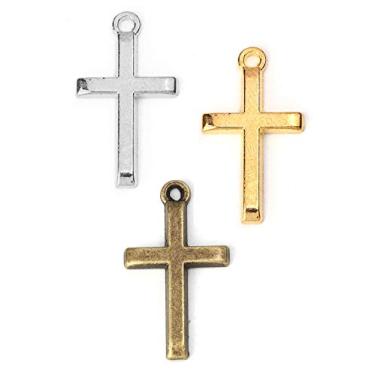Imagem de Pingentes de crucifixo cruzado, pacote com 150 (50 de cada), 2,5 cm x 1,27 cm