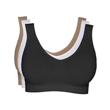 Imagem de Kit 3 Tops Alças Largas, Hanes, Feminino tamanho XG, 3 cores (Preto, Bege, Branco)