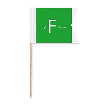 Imagem de Elementos Químicos Mesa de Período Halógenos Elemento Flúor F Bandeiras de Palito de Dente Marcação para Bolo Festa Prato de Queijo