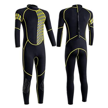 Imagem de Roupas de mergulho masculinas 3 mm, trajes de mergulho completos de neoprene, manga comprida com zíper traseiro roupas molhadas maiô térmico de uma peça para esportes aquáticos caiaquboard surf snorkeling mergulho natação, verde, GG