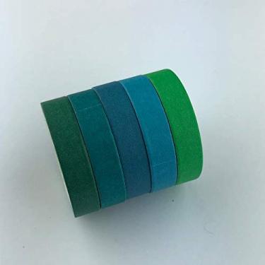 Imagem de Washi Tape - Kit com 5 unidades, Cor Light Green Bu, 4 metros cada, 0.7cm de espessura
