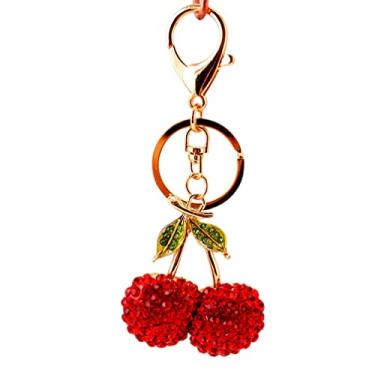 Imagem de Chaveiro de cereja Pingente de chave criativo Pingente de chave para mulheres Pingente de chave brilhante porta-chaves chaveiro de frutas chaveiros personalizados fofa acessórios