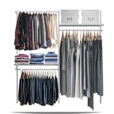 Imagem de Closet arara aramado trilho parede super resistente moderno 1,90 BR