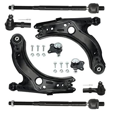 Imagem de BRTEC Par de braço de controle inferior dianteiro com juntas esféricas internas e externas para Volkswagen Jetta 1999-2005 para golfe 99-06 para VW Beetle 1998-2010 8 peças