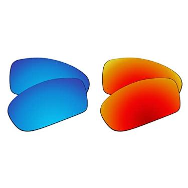 Imagem de EZReplace Lentes de reposição para óculos de sol Oakley Monster Pup (lentes polarizadas) – Serve para armação Oakley Monster Pup (azul gelo + vermelho fogo)