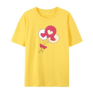 Imagem de Camiseta Love Graphics para homens e mulheres com estampa engraçada de balão para amigos amor, Amarelo, P