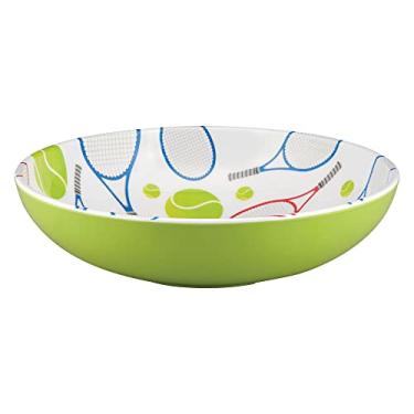 Imagem de UP UPware Tigela de servir de melamina para tênis, sem BPA, tigela temática esportiva verde com design de raquete e bola para salada, frutas, macarrão ou entretenimento ao ar livre, 29 cm
