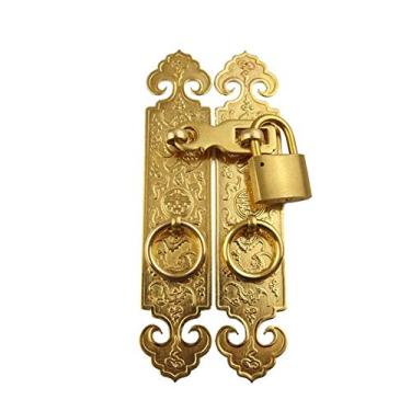 Imagem de Maçaneta de porta de cobre puro puxador de porta antigo puxador de fechadura antiga instalação simples acessórios de ferragens de decoração de casa, latão, 24 cm (latão 20 cm)