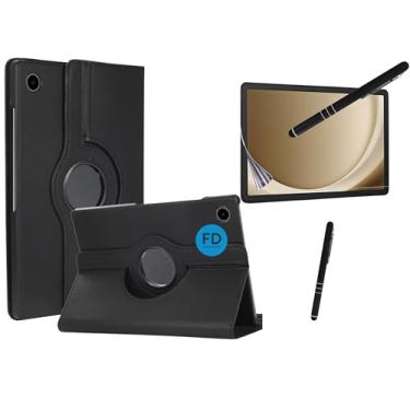 Imagem de Capa Capinha Case Preta Giratória para Samsung Tab A9 Plus + Película Fosca Sensação de Papel + Caneta Touch - FD Acessórios