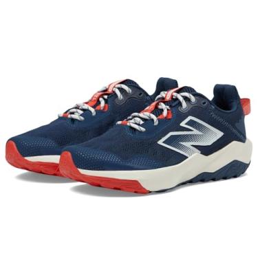 Imagem de New Balance Tênis de corrida unissex Dynasoft Nitrel V6 infantil com cadarço, Azul-marinho/Neo Flame/sal marinho, 4.5 Big Kid
